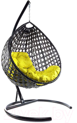 Кресло подвесное M-Group Капля Люкс / 11030411 (черный ротанг/желтая подушка)