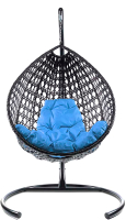 Кресло подвесное M-Group Капля Люкс / 11030403 (черный ротанг/голубая подушка) - 
