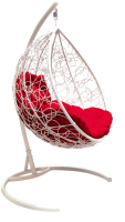 Кресло подвесное M-Group Капля / 11020106 (белый ротанг/красная подушка) - 