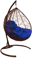 Кресло подвесное M-Group Капля / 11020210 (коричневый ротанг/синяя подушка) - 