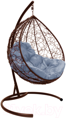 Кресло подвесное M-Group Капля / 11020209 (коричневый ротанг/серая подушка)