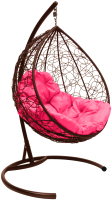 Кресло подвесное M-Group Капля / 11020208 (коричневый ротанг/розовая подушка) - 