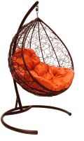 Кресло подвесное M-Group Капля / 11020207 (коричневый ротанг/оранжевая подушка) - 