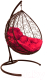 Кресло подвесное M-Group Капля / 11020206 (коричневый ротанг/красная подушка) - 
