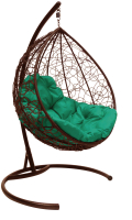 Кресло подвесное M-Group Капля / 11020204 (коричневый ротанг/зеленая подушка) - 