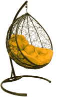 Кресло подвесное M-Group Капля / 11020211 (коричневый ротанг/желтая подушка) - 