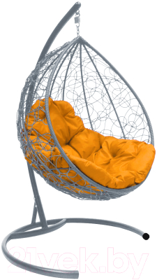 Кресло подвесное M-Group Капля / 11020311 (серый ротанг/желтая подушка)