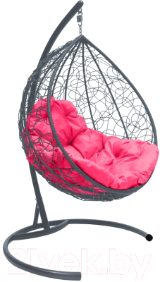 Кресло подвесное M-Group Капля / 11020308 (серый ротанг/розовая подушка)