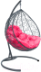 Кресло подвесное M-Group Капля / 11020308 (серый ротанг/розовая подушка) - 