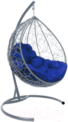 Кресло подвесное M-Group Капля / 11020310 (серый ротанг/синяя подушка)