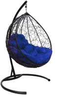 Кресло подвесное M-Group Капля / 11020410 (черный ротанг/синяя подушка) - 