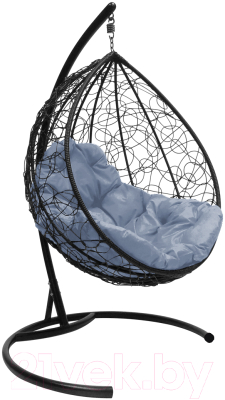 Кресло подвесное M-Group Капля / 11020409 (черный ротанг/серая подушка)