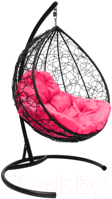 Кресло подвесное M-Group Капля / 11020408 (черный ротанг/розовая подушка)