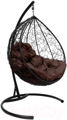 Кресло подвесное M-Group Капля / 11020405 (черный ротанг/коричневая подушка)