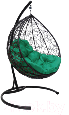 Кресло подвесное M-Group Капля / 11020404 (черный ротанг/зеленая подушка)