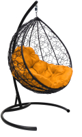 Кресло подвесное M-Group Капля / 11020411 (черный ротанг/желтая подушка) - 
