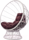 Кресло садовое M-Group Кокос на подставке / 11590102 (белый ротанг/бордовая подушка) - 