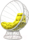 Кресло садовое M-Group Кокос на подставке / 11590111 (белый ротанг/желтая подушка) - 