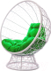 Кресло садовое M-Group Кокос на подставке / 11590104 (белый ротанг/зеленая подушка) - 