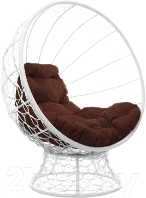 Кресло садовое M-Group Кокос на подставке / 11590105 (белый ротанг/коричневая подушка)