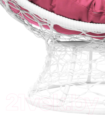 Кресло садовое M-Group Кокос на подставке / 11590108 (белый ротанг/розовая подушка)