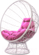 Кресло садовое M-Group Кокос на подставке / 11590108 (белый ротанг/розовая подушка) - 