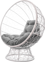 Кресло садовое M-Group Кокос на подставке / 11590109 (белый ротанг/серая подушка) - 