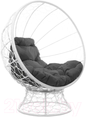 Кресло садовое M-Group Кокос на подставке / 11590109 (белый ротанг/серая подушка)