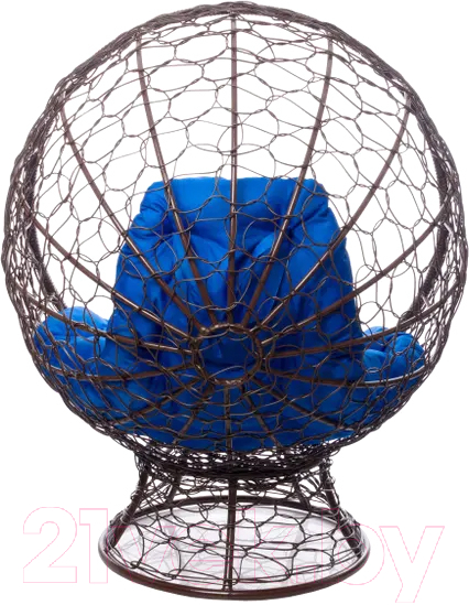 Кресло садовое M-Group Кокос на подставке / 11590210 (коричневый ротанг/синяя подушка) — фото 5