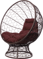 Кресло садовое M-Group Кокос на подставке / 11590205 (коричневый ротанг/коричневая подушка) - 