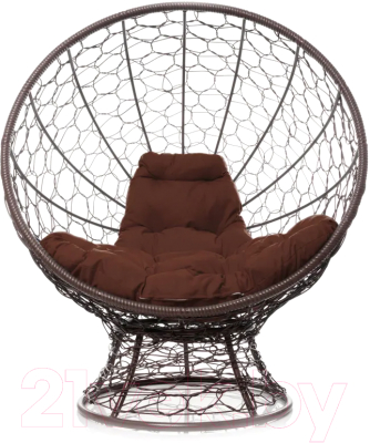 Кресло садовое M-Group Кокос на подставке / 11590205 (коричневый ротанг/коричневая подушка)