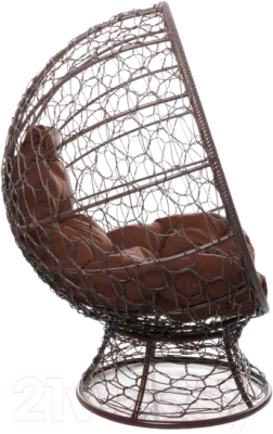 Кресло садовое M-Group Кокос на подставке / 11590205 (коричневый ротанг/коричневая подушка)