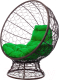 Кресло садовое M-Group Кокос на подставке / 11590204 (коричневый ротанг/зеленая подушка) - 