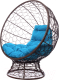 Кресло садовое M-Group Кокос на подставке / 11590203 (коричневый ротанг/голубая подушка) - 