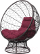 Кресло садовое M-Group Кокос на подставке / 11590202 (коричневый ротанг/бордовая подушка) - 