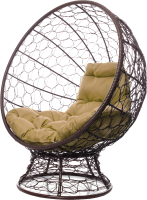 Кресло садовое M-Group Кокос на подставке / 11590201 (коричневый ротанг/бежевая подушка) - 
