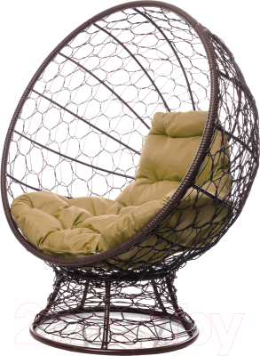 Кресло садовое M-Group Кокос на подставке / 11590201 (коричневый ротанг/бежевая подушка)
