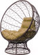 Кресло садовое M-Group Кокос на подставке / 11590201 (коричневый ротанг/бежевая подушка) - 