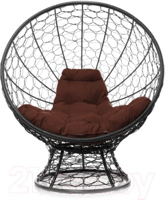 Кресло садовое M-Group Кокос на подставке / 11590305 (серый ротанг/коричневая подушка)