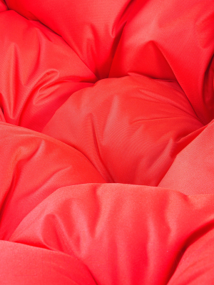 Кресло садовое M-Group Кокос на подставке / 11590306 (серый ротанг/красная подушка)