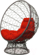 Кресло садовое M-Group Кокос на подставке / 11590306 (серый ротанг/красная подушка) - 