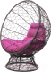 Кресло садовое M-Group Кокос на подставке / 11590308 (серый ротанг/розовая подушка) - 