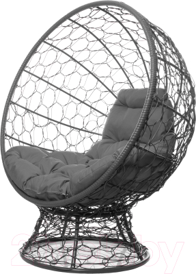 Кресло садовое M-Group Кокос на подставке / 11590309 (серый ротанг/серая подушка)