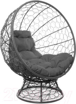 Кресло садовое M-Group Кокос на подставке / 11590309 (серый ротанг/серая подушка)