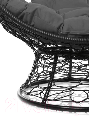 Кресло садовое M-Group Кокос на подставке / 11590409 (черный ротанг/серая подушка)