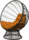 Кресло садовое M-Group Кокос на подставке / 11590407 (черный ротанг/оранжевая подушка) - 