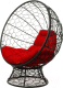 Кресло садовое M-Group Кокос на подставке / 11590406 (черный ротанг/красная подушка) - 
