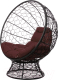 Кресло садовое M-Group Кокос на подставке / 11590405 (черный ротанг/коричневая подушка) - 