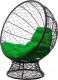 Кресло садовое M-Group Кокос на подставке / 11590404 (черный ротанг/зеленая подушка) - 