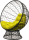 Кресло садовое M-Group Кокос на подставке / 11590411 (черный ротанг/желтая подушка) - 
